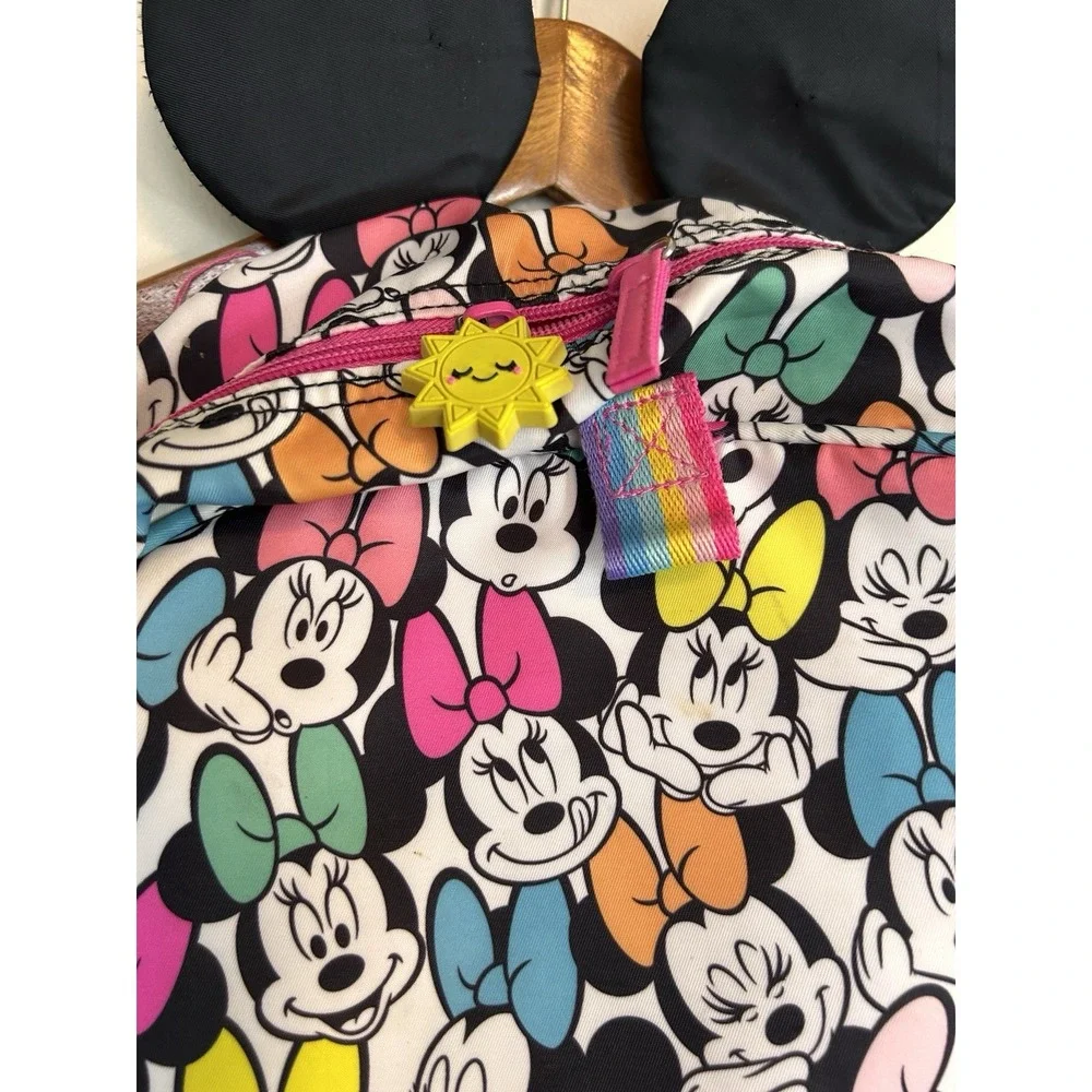 Authentic Disney Store Minnie Mouse Girls Pink Backpack 3D Ears Utility Pockets